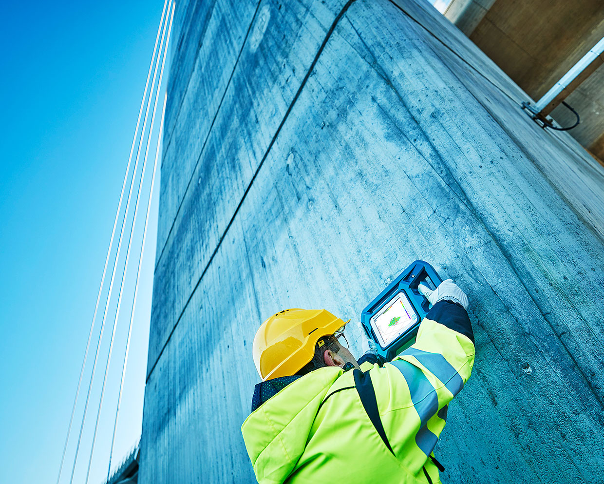 Engineer in concrete landscape