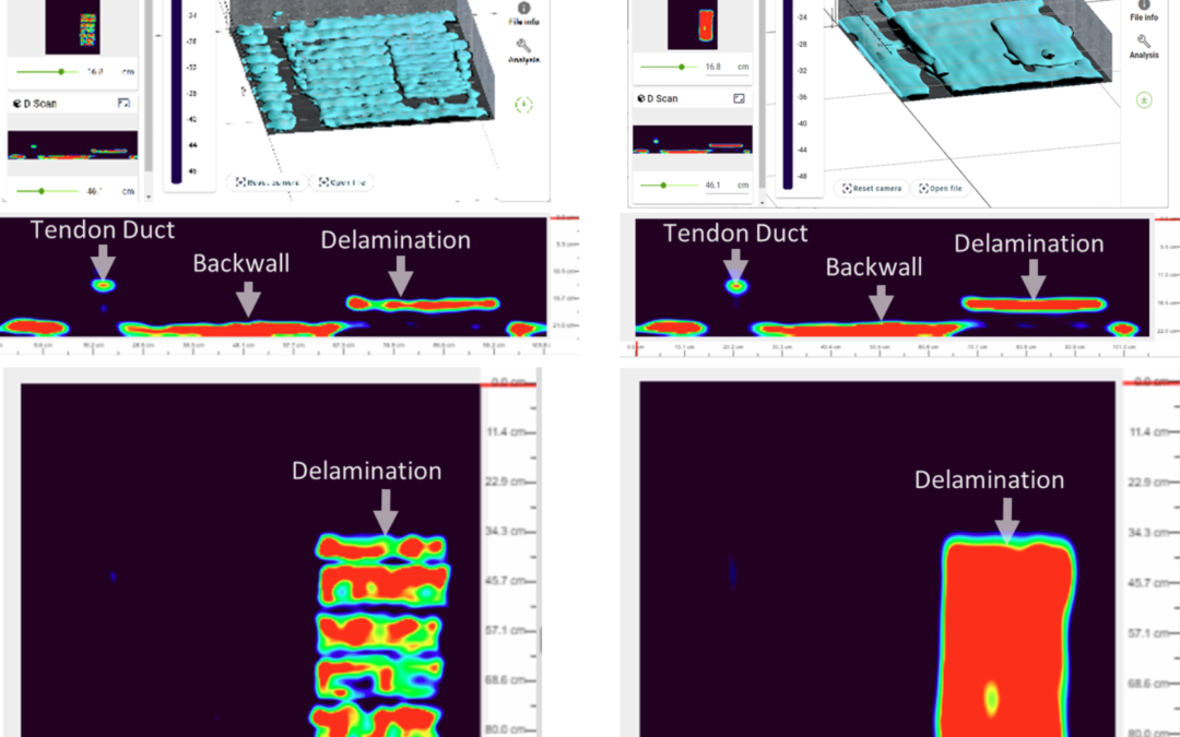 Advanced signal/image processing approach to reduce artifacts in concrete ultrasound imaging using Elop Insight (EI) Scanner